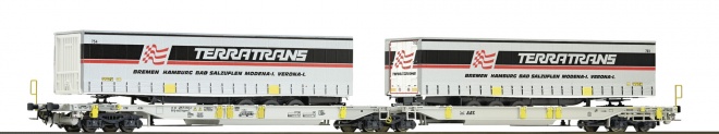 Articulated intermodal car of AAE with 2 trailers<br /><a href='images/pictures/Roco/Roco-67406.jpg' target='_blank'>Full size image</a>